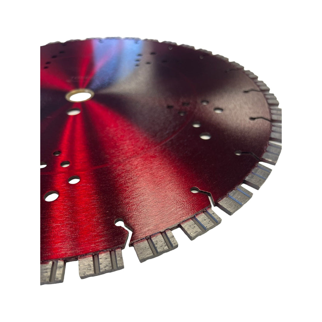 14" Turbo Diamond Saw Blade Concrete & Reinforced Concrete - Dual Flat Segments - Laser Welded - Fast Cutting - Cooled Core - Wet / Dry