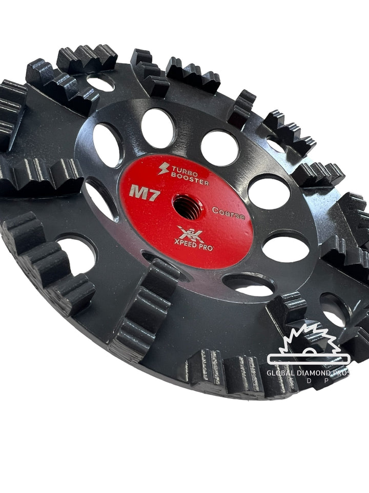 7" Turbo Diamond Cup Wheel + Wrench Kit for Concrete Grinding | 5/8"-11 Thread | Epoxy, Glue & Coating Removal
