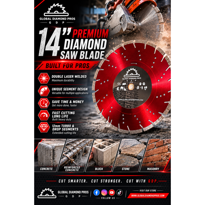 Laser Welded Diamond Blade For Fast Cutting Circular Saw Blade for Concrete Asphalt Stone 14"-18"
