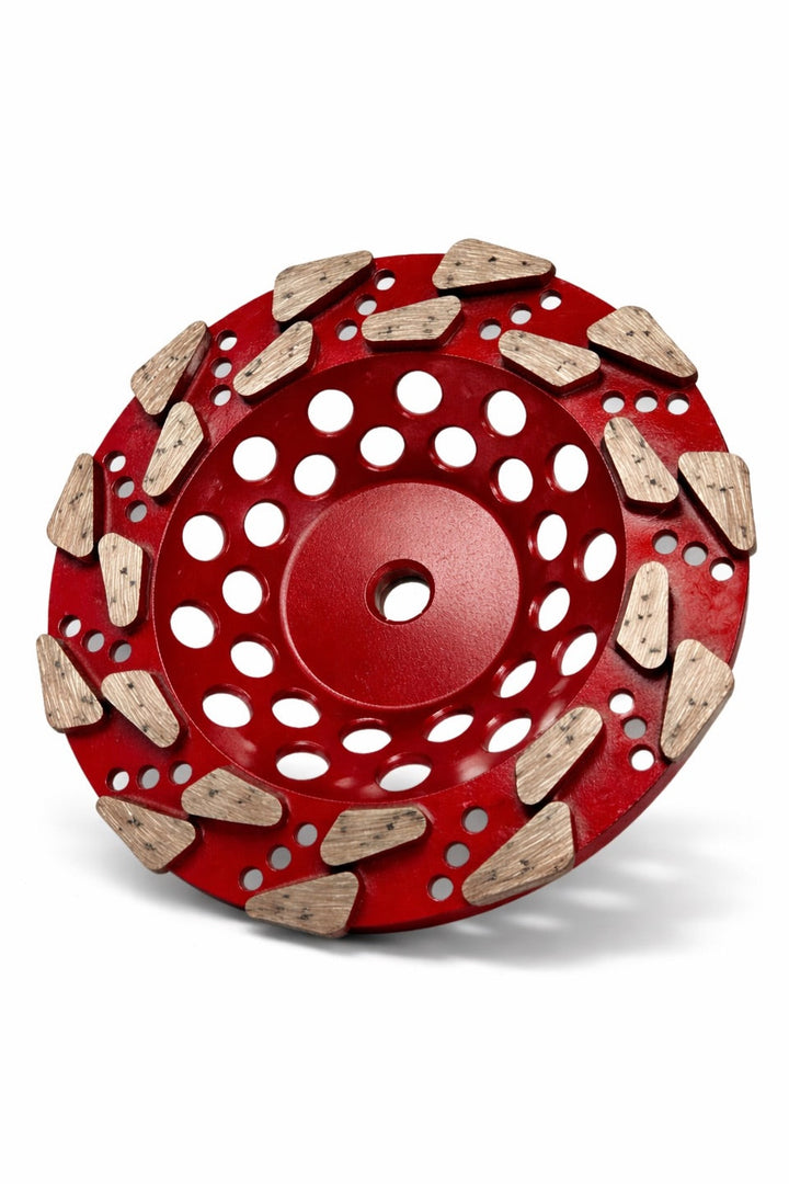7" Tear Drop Cup Wheel for Heavy Duty Fast Grinding - Removal - Floor Prep - #18/20 Grit Threaded Arbor Diamond Cup Wheel