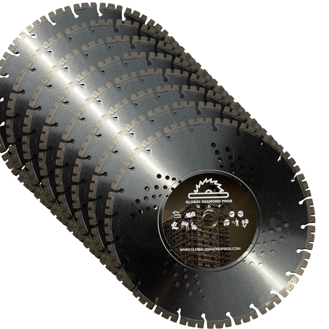 14” Fast Cutting Diamond Blade for Reinforced Concrete Hard Concrete With Unique W Segments - Power Cutter Saw Blade 10 Pack