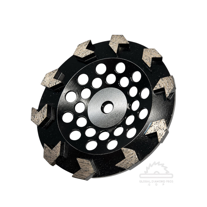 5" Arrow Cup Wheel - Diamond Grinding Cup Wheel Grit 30/35 Arrow Diamond Segment for Concrete Epoxy Glue Mastic Paint and Coating Removal 5/8-11 Thread Cup Wheel