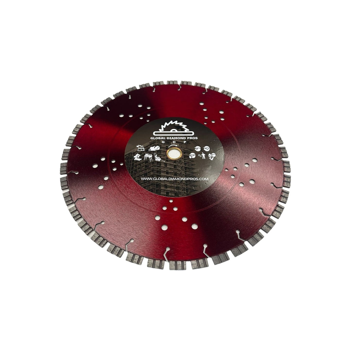 14" Turbo Diamond Saw Blade Concrete & Reinforced Concrete - Dual Flat Segments - Laser Welded - Fast Cutting - Cooled Core - Wet / Dry