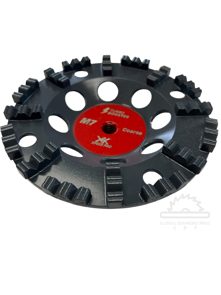 7" Turbo Diamond Cup Wheel + Wrench Kit for Concrete Grinding | 5/8"-11 Thread | Epoxy, Glue & Coating Removal