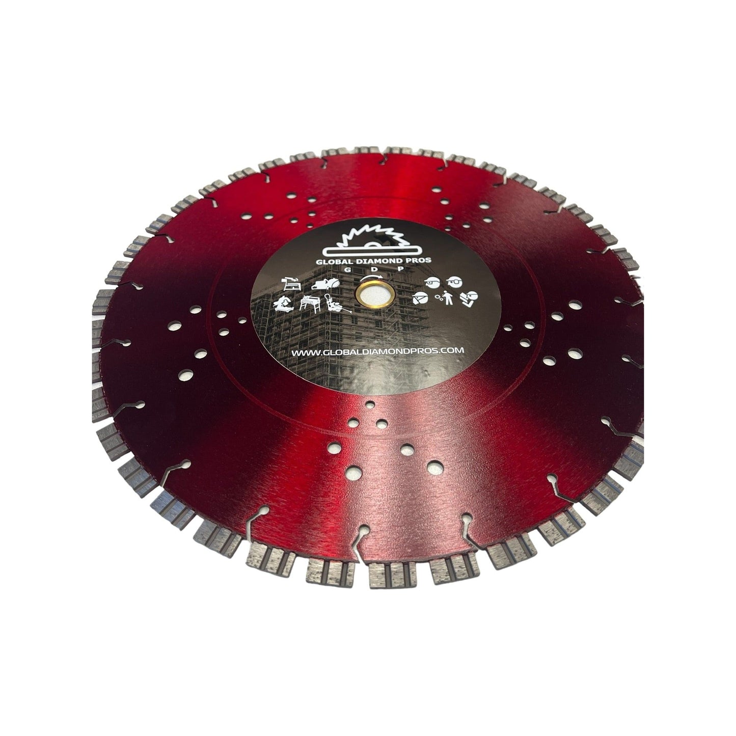 14" Turbo Diamond Saw Blade Concrete & Reinforced Concrete - Dual Flat Segments - Laser Welded - Fast Cutting - Cooled Core - Wet / Dry