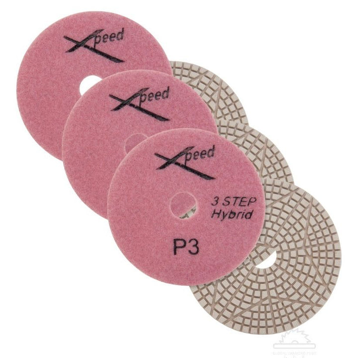 4” Xpeed Diamond Polishing Pads 3-Step Wet/Dry For Granite Quartz Marble Stone Step 3 - 3 Pack