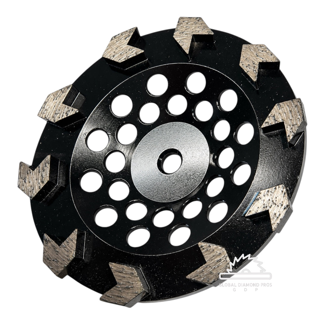 7” Diamond Grinding Cup Wheel Grit 30/35 Arrow Diamond Segment for Concrete Epoxy Glue Mastic Paint and Coating Removal 5/8-11 Thread - 10 Pack