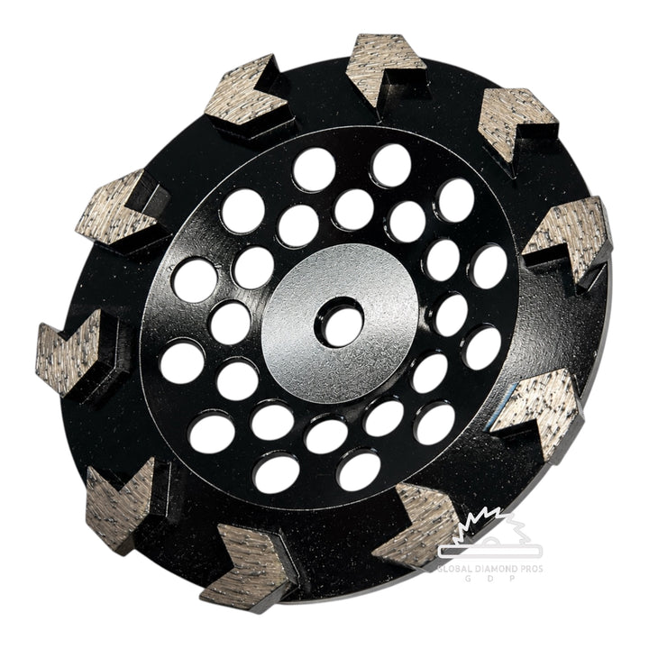 7” Diamond Grinding Cup Wheel Grit 30/35 Arrow Diamond Segment for Concrete Epoxy Glue Mastic Paint and Coating Removal 5/8-11 Thread - 10 Pack