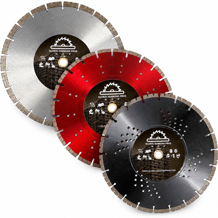 14" Diamond Blade 3 Pack Variety Pack - Contractor  Diamond Blades For Fast Cutting All Materials Circular Saw Blade for Concrete Asphalt Stone