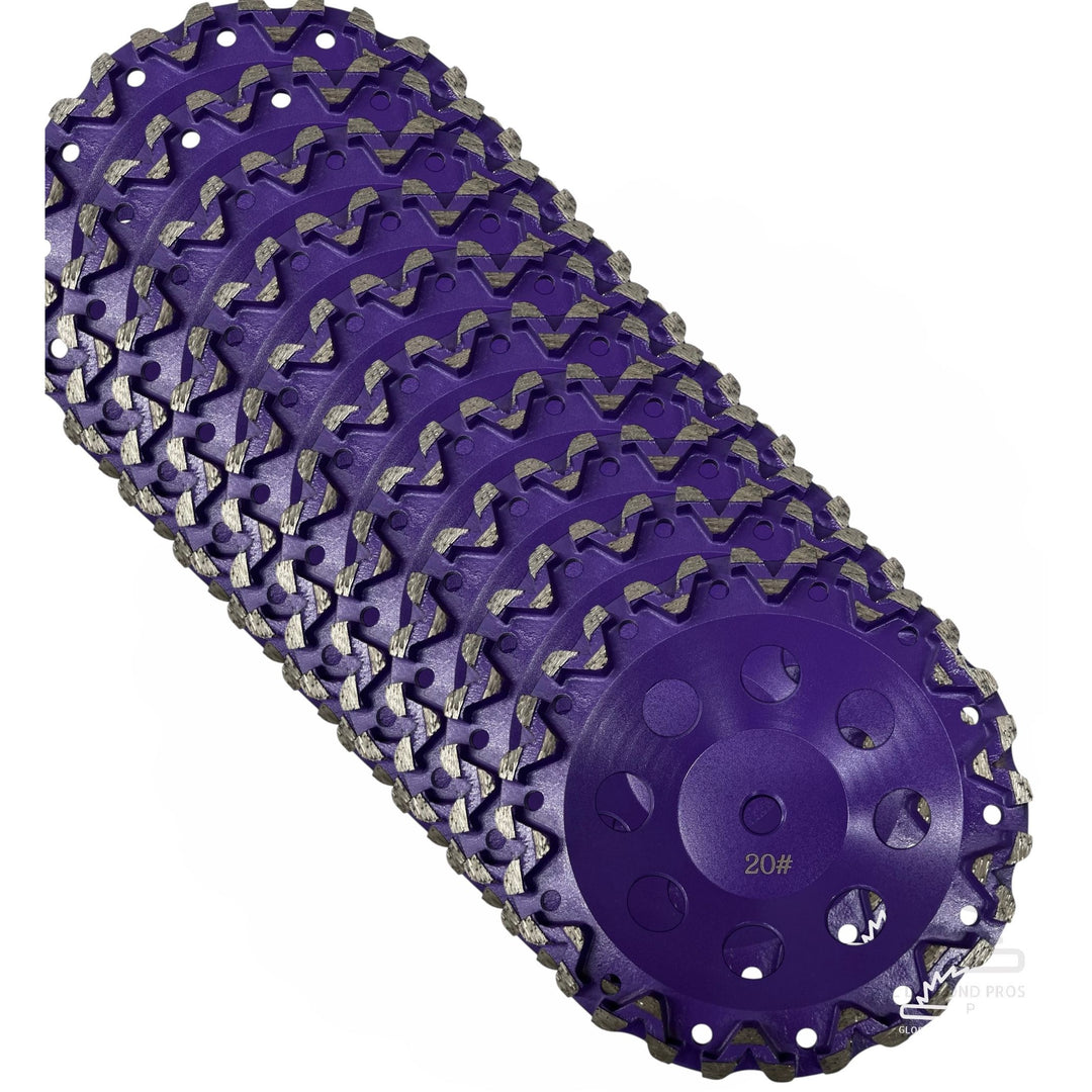 10 Pack - 7" Premium Grinding Wheel Grit #20 Diamond Cup Wheel 5/8"-11 Arbor for Concrete, Paint, Epoxy, Mastic, Coating Removal