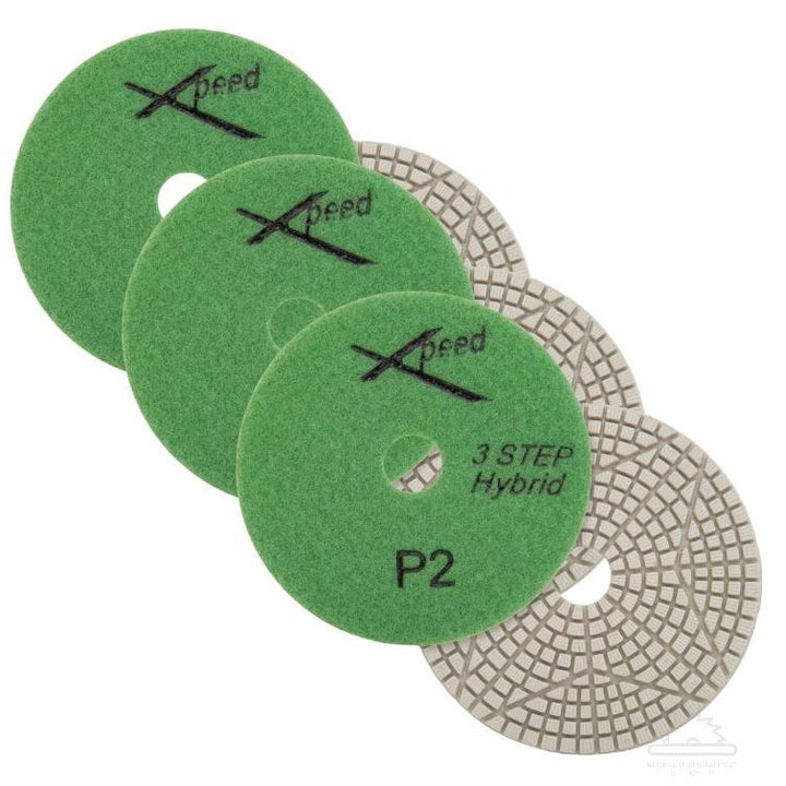 4” Xpeed Diamond Polishing Pads 3-Step Wet/Dry For Granite Quartz Marble Stone Step 2 - 3 Pack