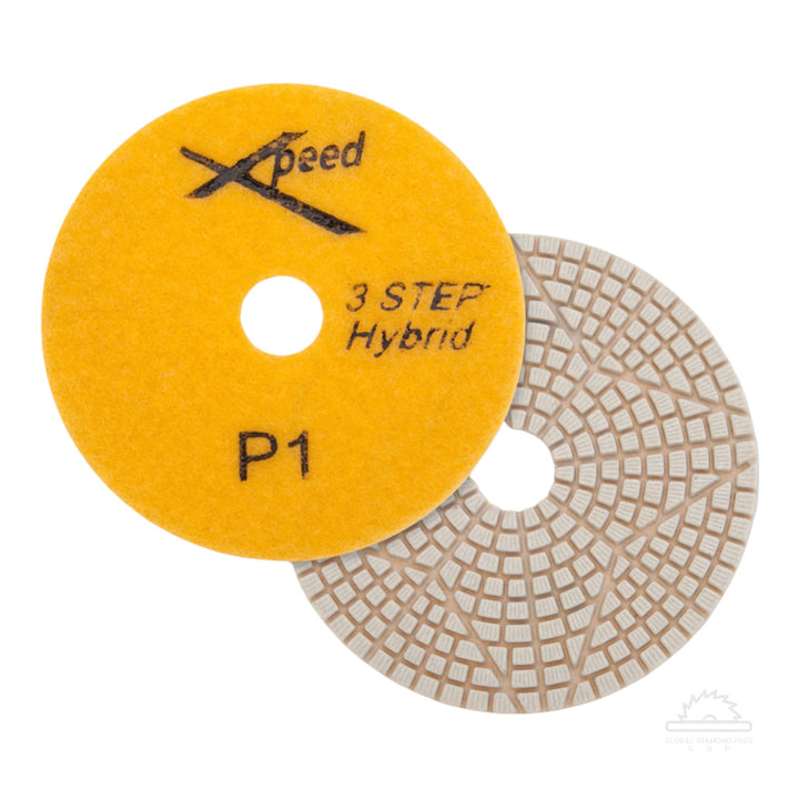 4” Xpeed Diamond Polishing Pads 3-Step Wet/Dry For Granite Quartz Marble Stone Step 1 - 3 Pack