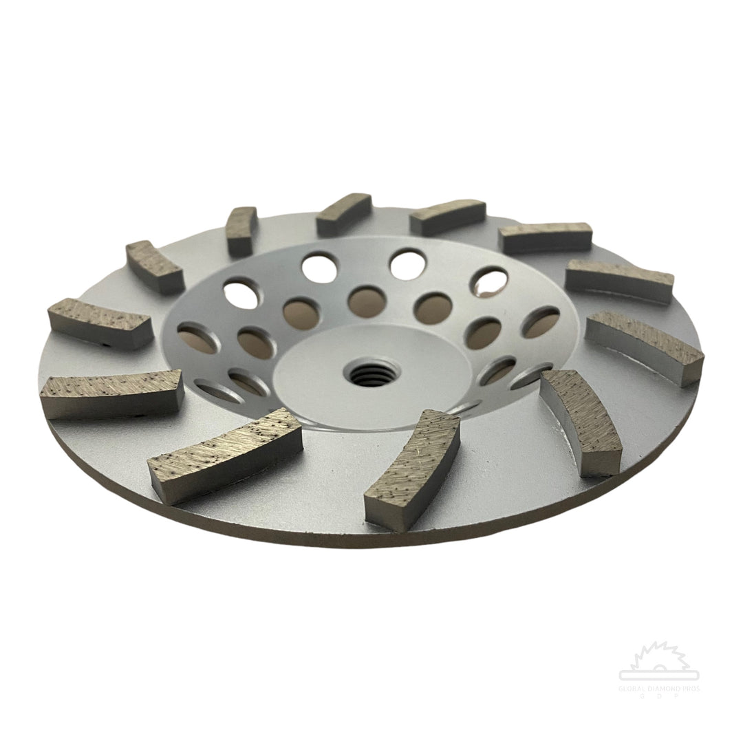 7” Premium Spiral Turbo Diamond Cup Wheel & Wrench Kit – 5/8”-11 Threaded Arbor for Concrete, Epoxy, Thinset & Coating Removal