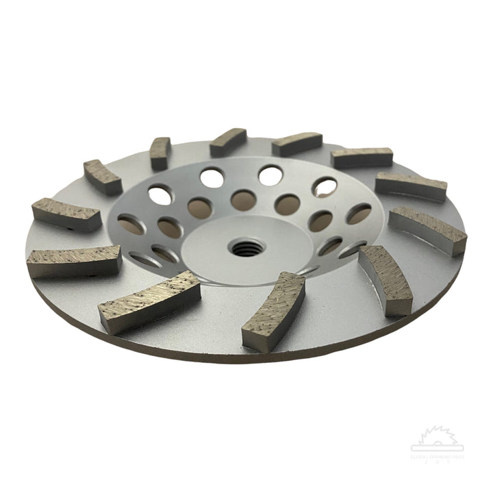7” Premium Spiral Turbo Diamond Cup Wheel & Wrench Kit – 5/8”-11 Threaded Arbor for Concrete, Epoxy, Thinset & Coating Removal