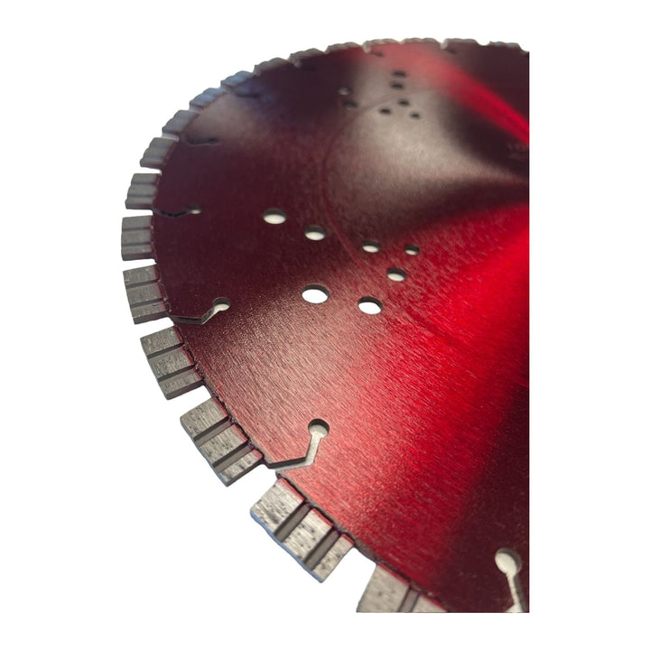 14" Turbo Diamond Saw Blade Concrete & Reinforced Concrete - Dual Flat Segments - Laser Welded - Fast Cutting - Cooled Core - Wet / Dry