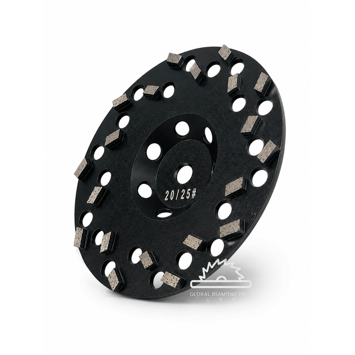 7" Cup Wheel for Heavy Duty Fast Grinding - Removal - Floor Prep - 20/25 Grit Threaded Arbor Diamond Cup Wheel