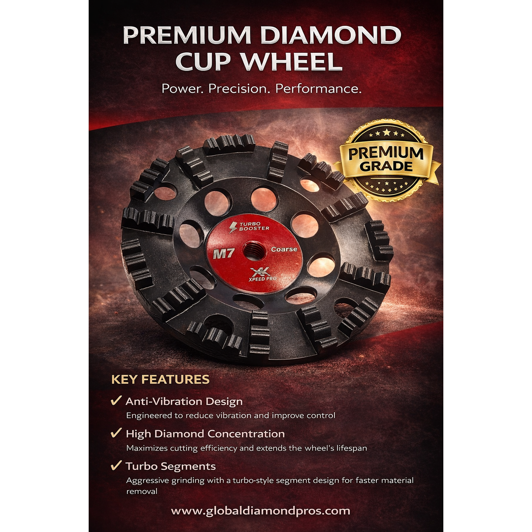 7" Turbo Cup Wheel Xpeed Boost Epoxy Coating Removal Diamond Grinding Cup Wheel M7 Series