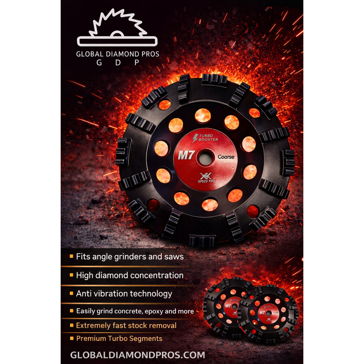 7" Turbo Cup Wheel Xpeed Boost Epoxy Coating Removal Diamond Grinding Cup Wheel M7 Series