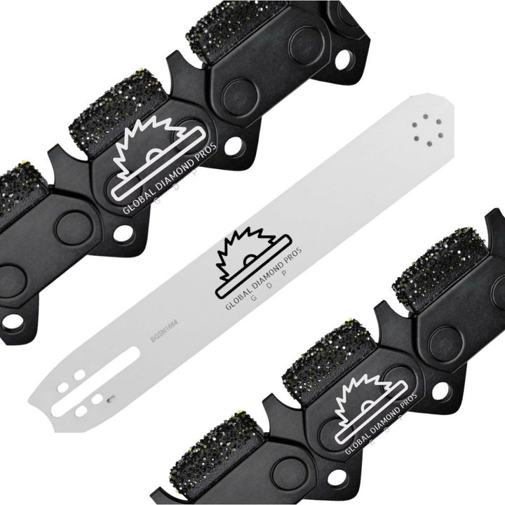 16" Utility Pipe Cutting Chain - Ductile Iron Diamond Chain & Guide Bar Package 695 Utility Pipe Cutting Utility Chainsaw Package Sprocket Included