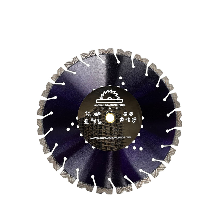 14” Elite Turbo Notched Concrete Diamond Blade – Golf Ball Segment Design | 20mm Arbor