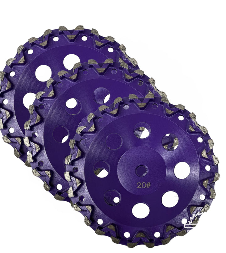 3 Pack 7" Premium Grinding Wheel Grit #20 Diamond Cup Wheel 5/8"-11 Arbor for Concrete, Paint, Epoxy, Mastic, Coating Removal