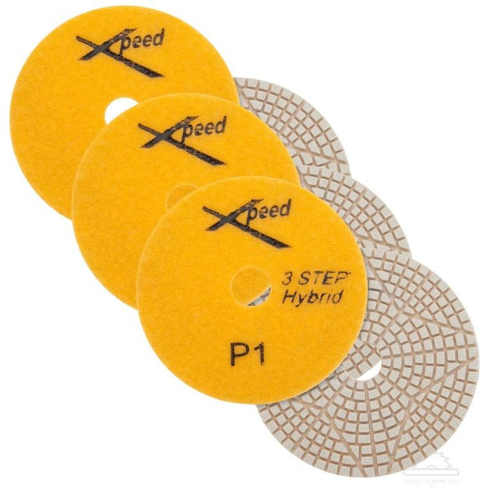 4” Xpeed Diamond Polishing Pads 3-Step Wet/Dry For Granite Quartz Marble Stone Step 1 - 3 Pack