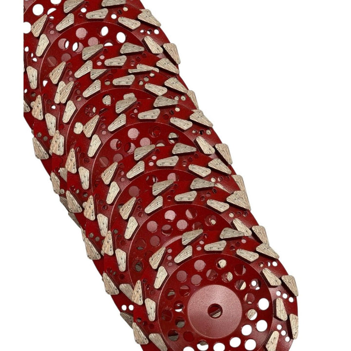 7" Tear Drop Cup Wheel Heavy Duty Fast Grinding - Removal - Floor Prep - 18/20 Grit Threaded Arbor Diamond Cup Wheel 10 Pack