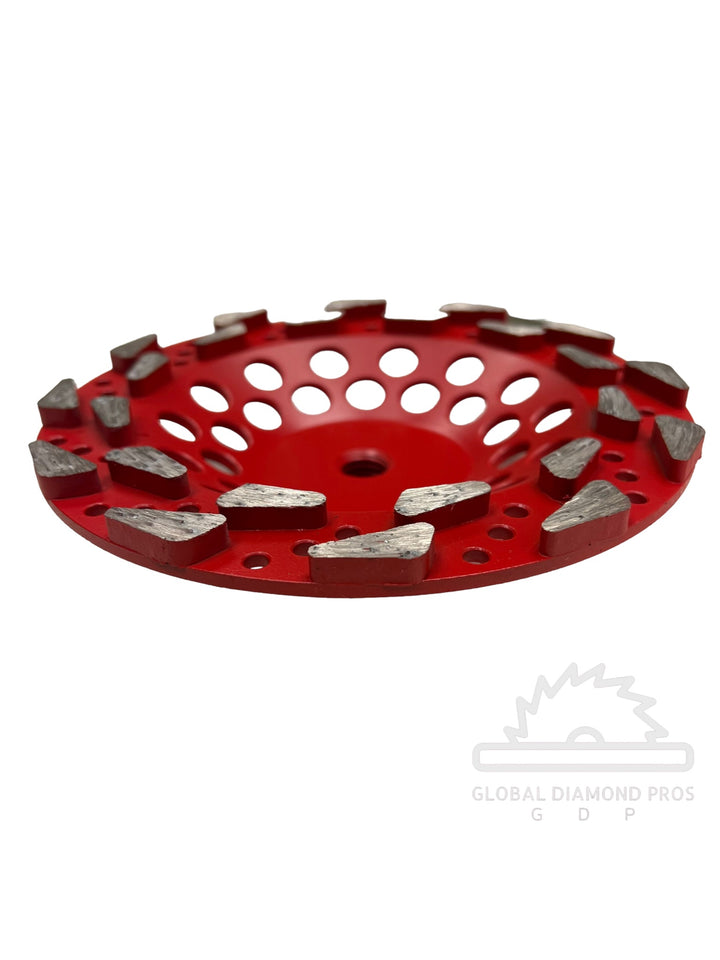 7" Premium Tear Drop Diamond Cup Wheel + Cup Wheel Wrench Kit | 24 Premium Segments | 5/8"-11 Thread | Concrete, Epoxy & Material Removal