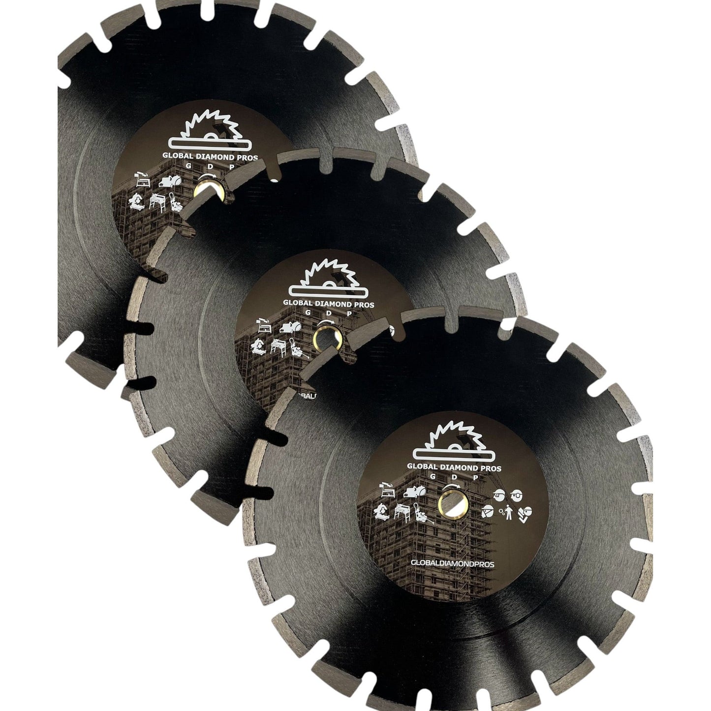 14" Asphalt Diamond Blade - Laser Welded - Premium Quality - Asphalt Abrasive Materials - 3 Pack