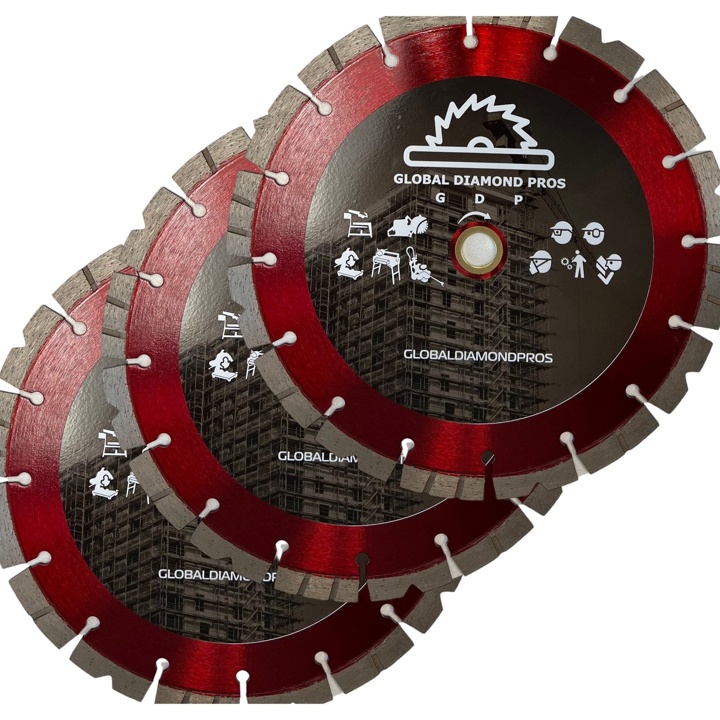 9" Diamond Blade for Concrete, Masonry, Stone - Cordless Battery Saw - Laser Welded - Wet / Dry Cutting - 7/8"-5/8" Arbor - 3 Pack