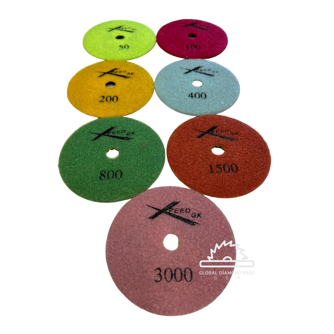 4” Xpeed Diamond Polishing Pads 7-Step Wet/Dry For Granite Quartz Marble Stone