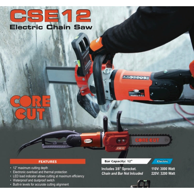 Large Concret Chain Cutter CSE12 Electric Concrete Chain Saw 230V Concrete Cutters CoreCut ...