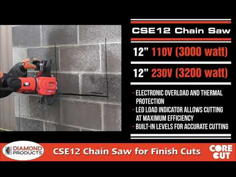 CSE12 Electric Concrete Chain Saw 110V Package - 15” Bar & Chain Included - Electric Chainsaw