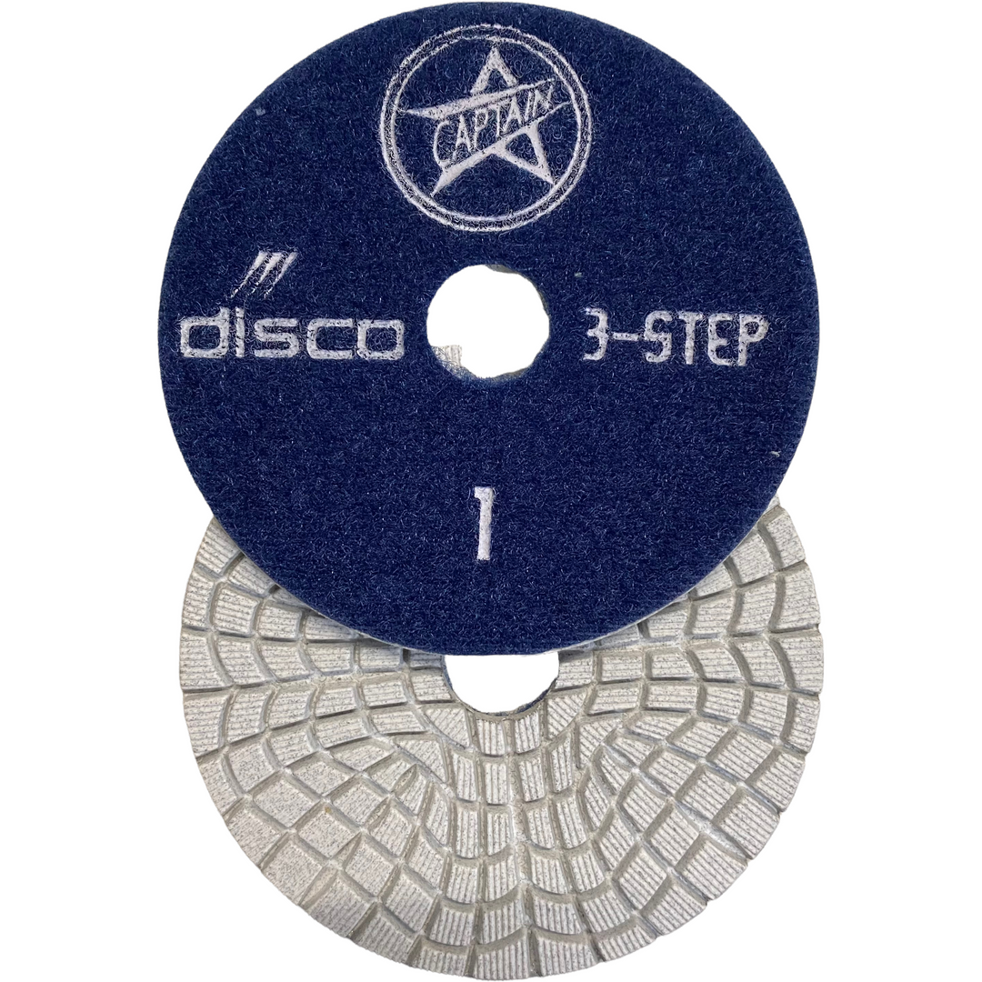 Disco Polishing 3 Step Pads for Quartz Quartzite Granite - Wet / Dry White Resin Pads
