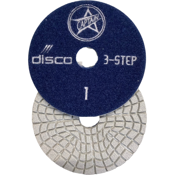 Disco Polishing 3 Step Pads for Quartz Quartzite Granite - Wet / Dry White Resin Pads