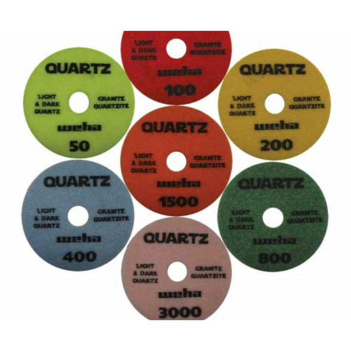 Weha 7-Step Quartz Polishing Pads for Granite, Quartz, Quartzite, Stone