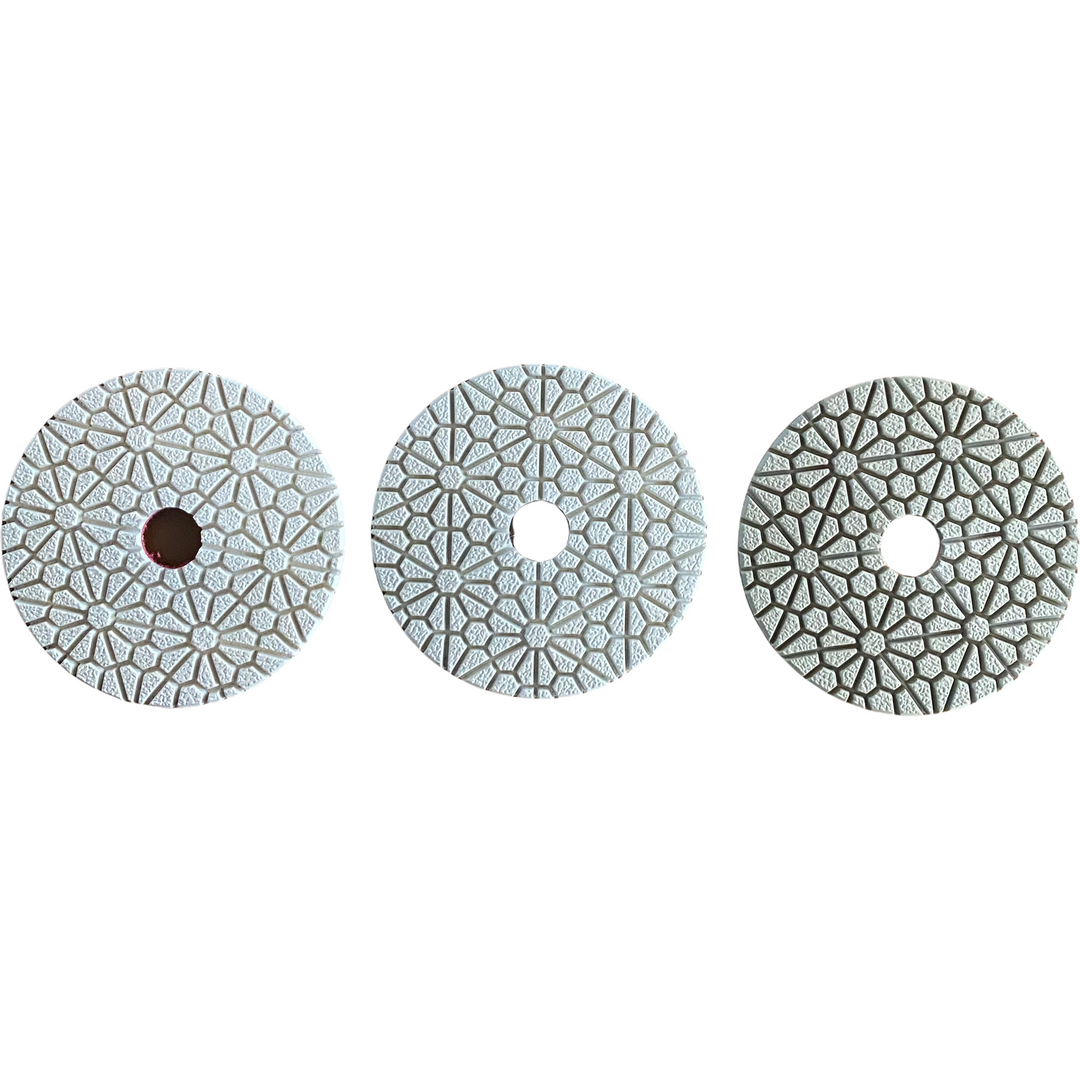 Hybrid 4” Diamond Polishing Pads for Engineered Stone, Granite, Quartz, Quartzite, Marble 3-Step Pads - 3 Pieces