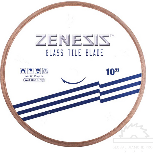 10” Zenesis Glass Tile Saw Blade Fast Chip Free Cuts Continuous Rim