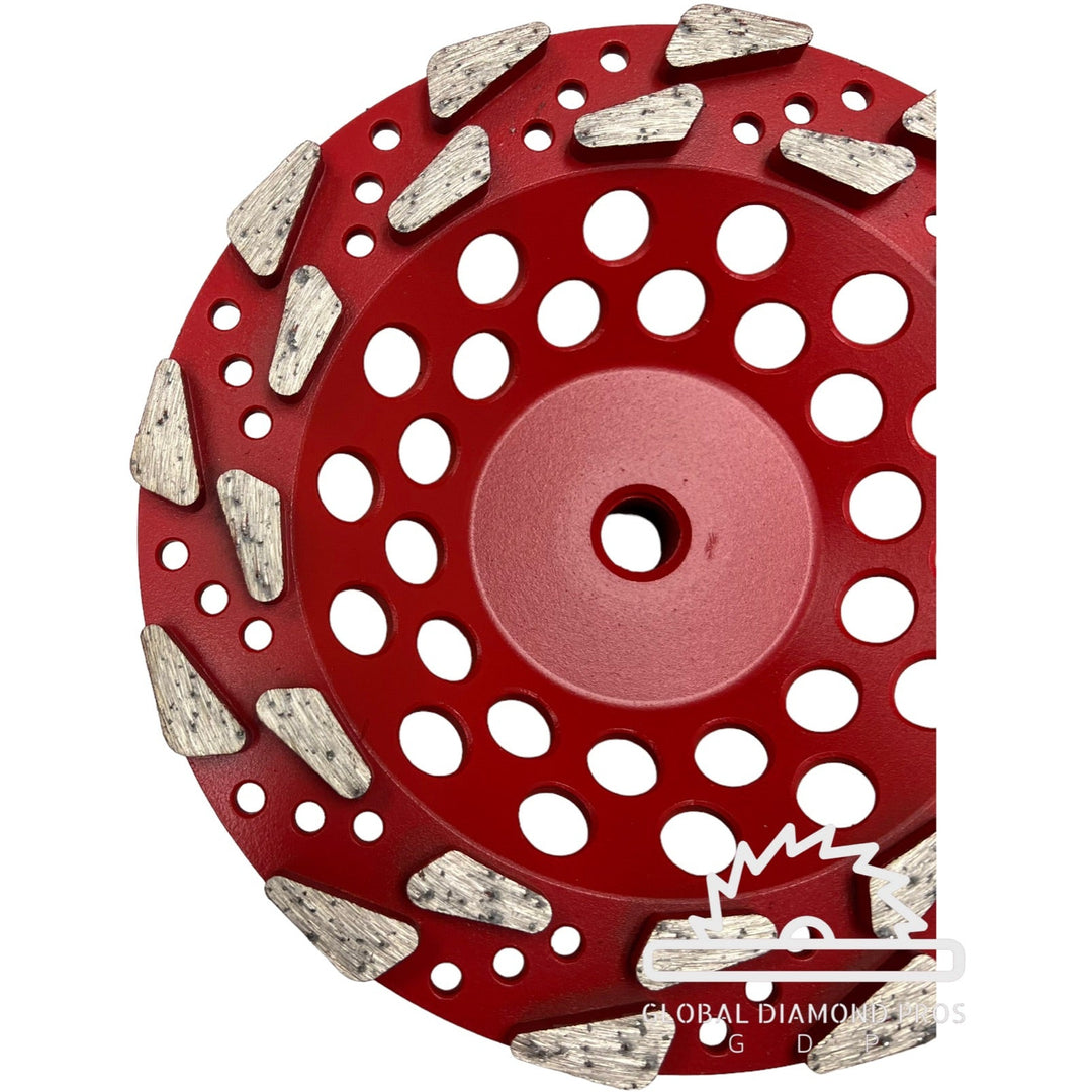 7" Tear Drop Cup Wheel - 18/20 Grit Threaded Arbor