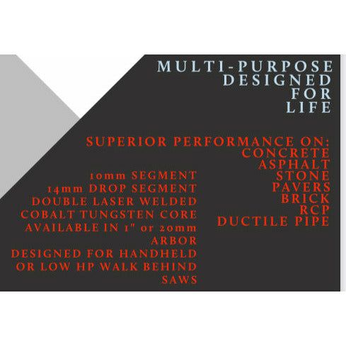 Dry Blades, Cured Concrete, High Speed, Low HP Walk Behind, RCP 14 inch diamond blade for concrete 