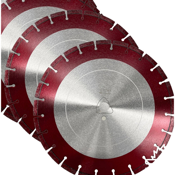 12” Premium Early Entry Green Concrete Cutting Diamond Blade fits Husqvarna Soff-Cut Saws Red Cut - 3 Pack