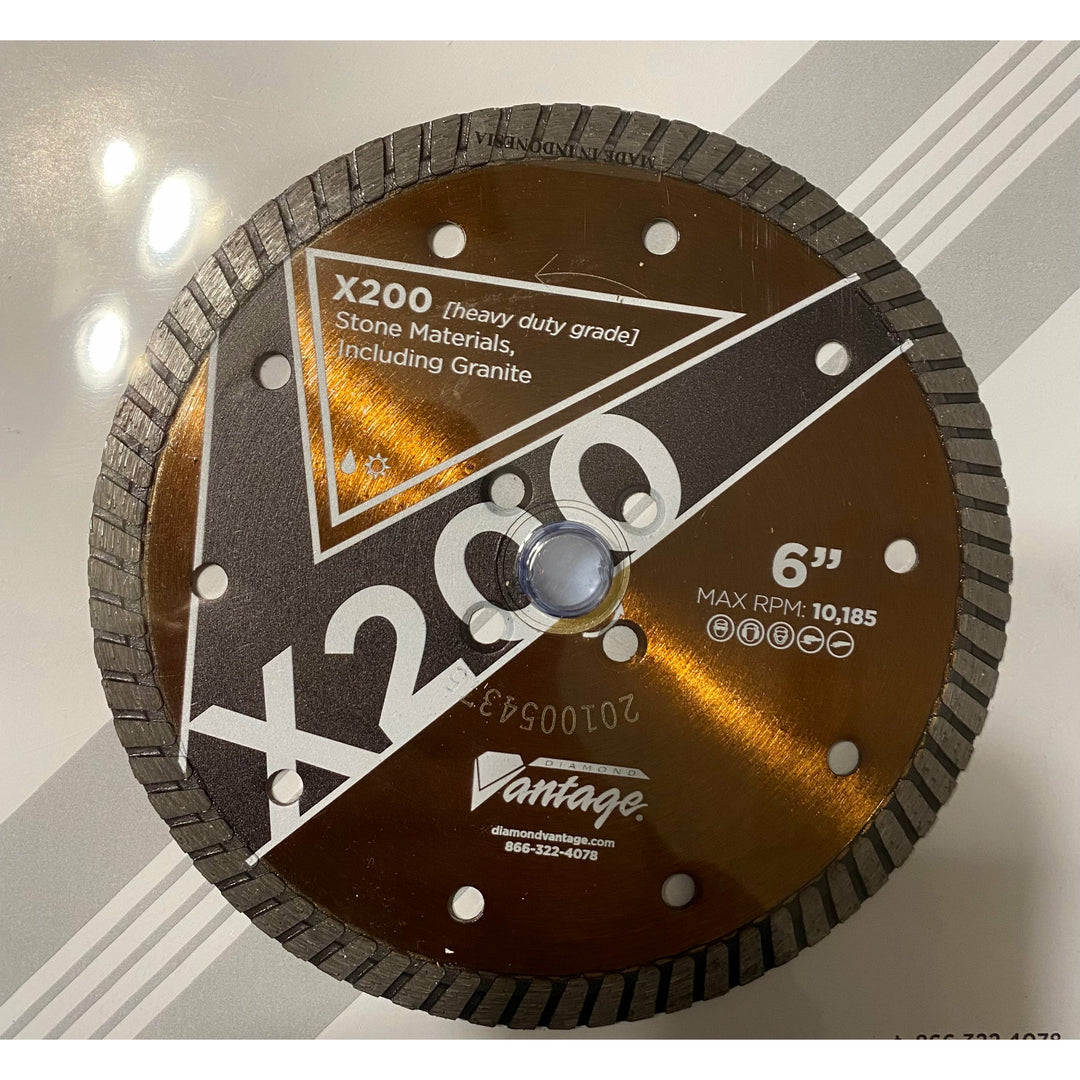 6” Turbo Diamond Blade for Stone Materials, Granite, Quartz Heavy Duty X200 Grade