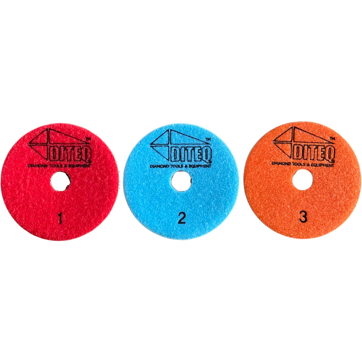 3 step polishing pads 4"