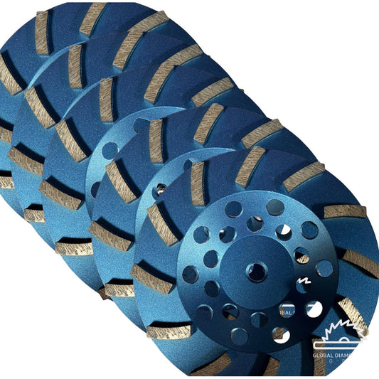 7" Grinding Cup Wheels 12 Diamond Abrasive Segmented 5/8"-11 Arbor for Concrete, Epoxy Removal, Landscaping