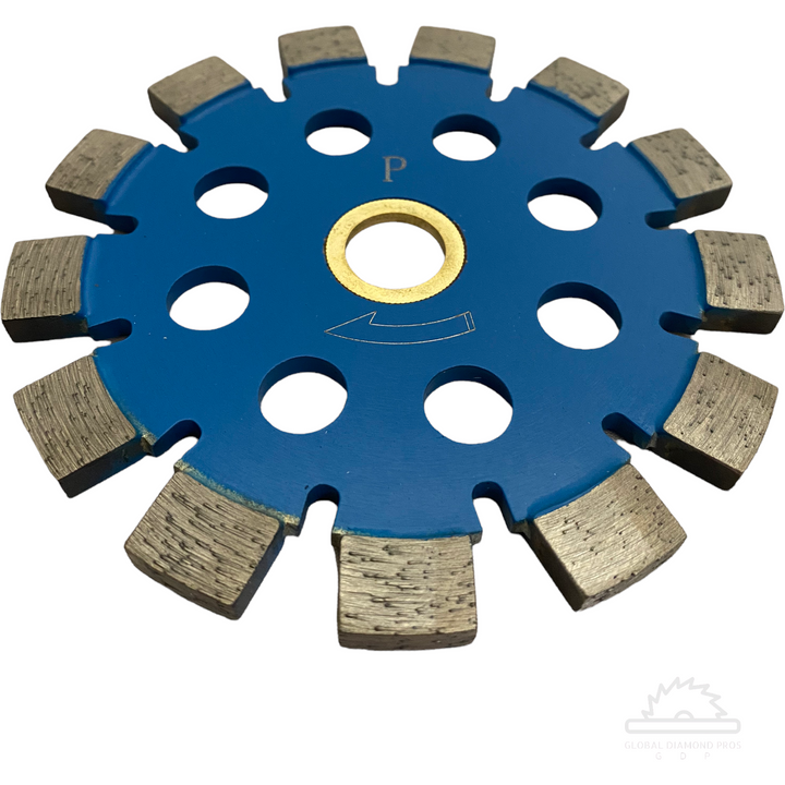 4” X .250” Premium Blue Boulette Tuck Point Blade for Concrete, Mortar, Brick - 7/8''-5/8'' Arbor
