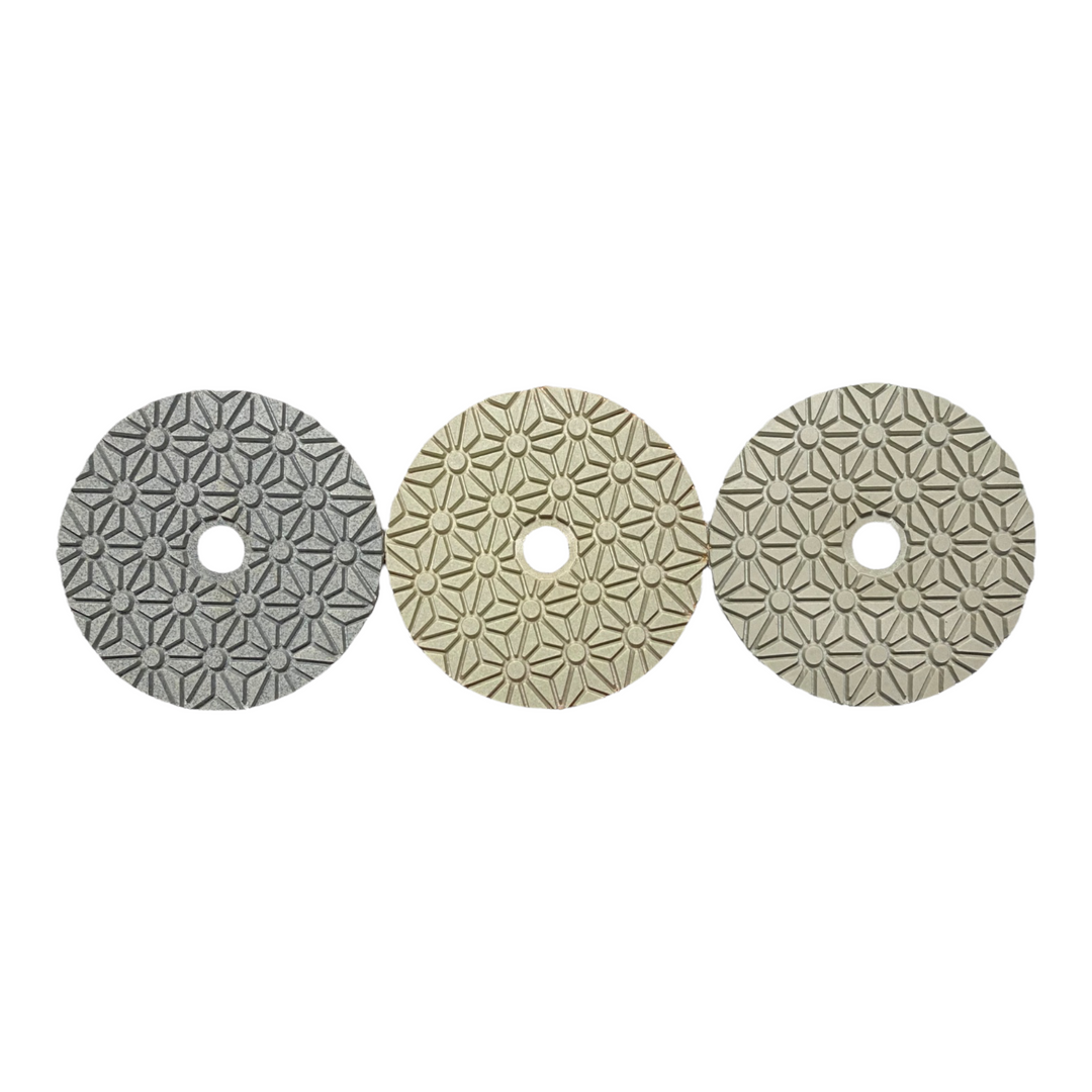 4” Diamond Polishing Pads Wet/Dry For Granite Quartz Marble Stone - Step 1, 2, 3